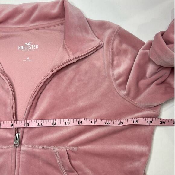 Y2K Hollister Blush Pink Velour Zip Up Cropped Tracksuit Jacket Medium - Picture 6 of 7